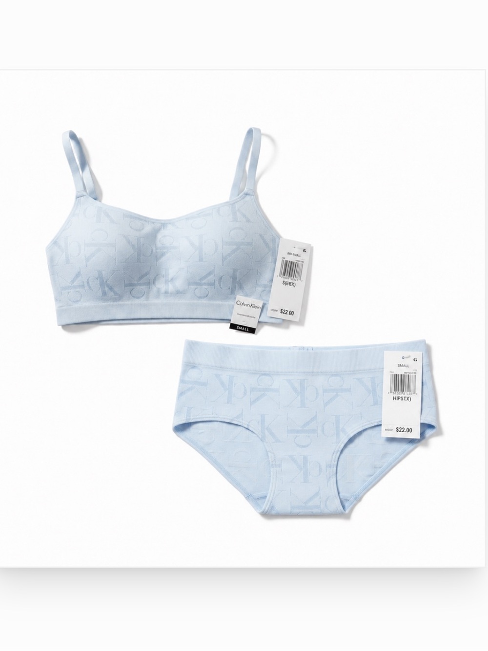 NWT Calvin Klein Girls Training Bralette & Matching Hipster Set CK‎ Logo